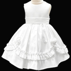 Girls White Frilly Rose Dress